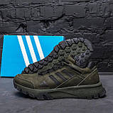 Осінні Весняні чоловічі шкіряні кросівки Adidas Адідас повсякденні кольору хакі з натуральної шкіри на осінь *а-111х*, фото 3