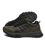 Осінні Весняні чоловічі шкіряні кросівки Adidas Адідас повсякденні кольору хакі з натуральної шкіри на осінь *а-111х*, фото 11