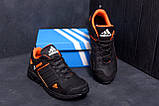 Осінні Весняні чоловічі шкіряні кросівки Adidas Terrex (Адідас) чорні якісні з натуральної шкіри на осінь взуття *A3 ч/ор Н*, фото 4