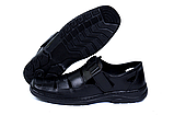 Чоловічі шкіряні літні туфлі Matador чорні класичні з натуральної шкіри на ліпучці взуття *51ч*, фото 3