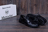 Чоловічі шкіряні літні туфлі Matador чорні класичні з натуральної шкіри на ліпучці взуття *51ч*, фото 8
