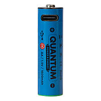 Акумулятор літій-іонний Quantum USB Li-ion AA  1.5V, 1600mAh plastic case, 2шт/уп