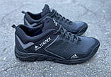 Весняні чоловічі шкіряні кросівки Adidas Terrex (Адидас Терекс) чорні зручні з натуральної шкіри на весну взуття *А-1 ч/сер*, фото 4