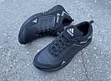 Весняні чоловічі шкіряні кросівки Adidas Terrex (Адидас Терекс) чорні зручні з натуральної шкіри на весну взуття *А-1 ч/сер*, фото 6