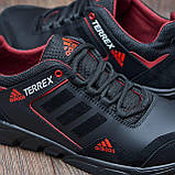 Весняні чоловічі шкіряні кросівки Adidas Terrex (Адідас) чорні повсякденні з натуральної шкіри на весну взуття *ТР-1-д-ч/к*, фото 6