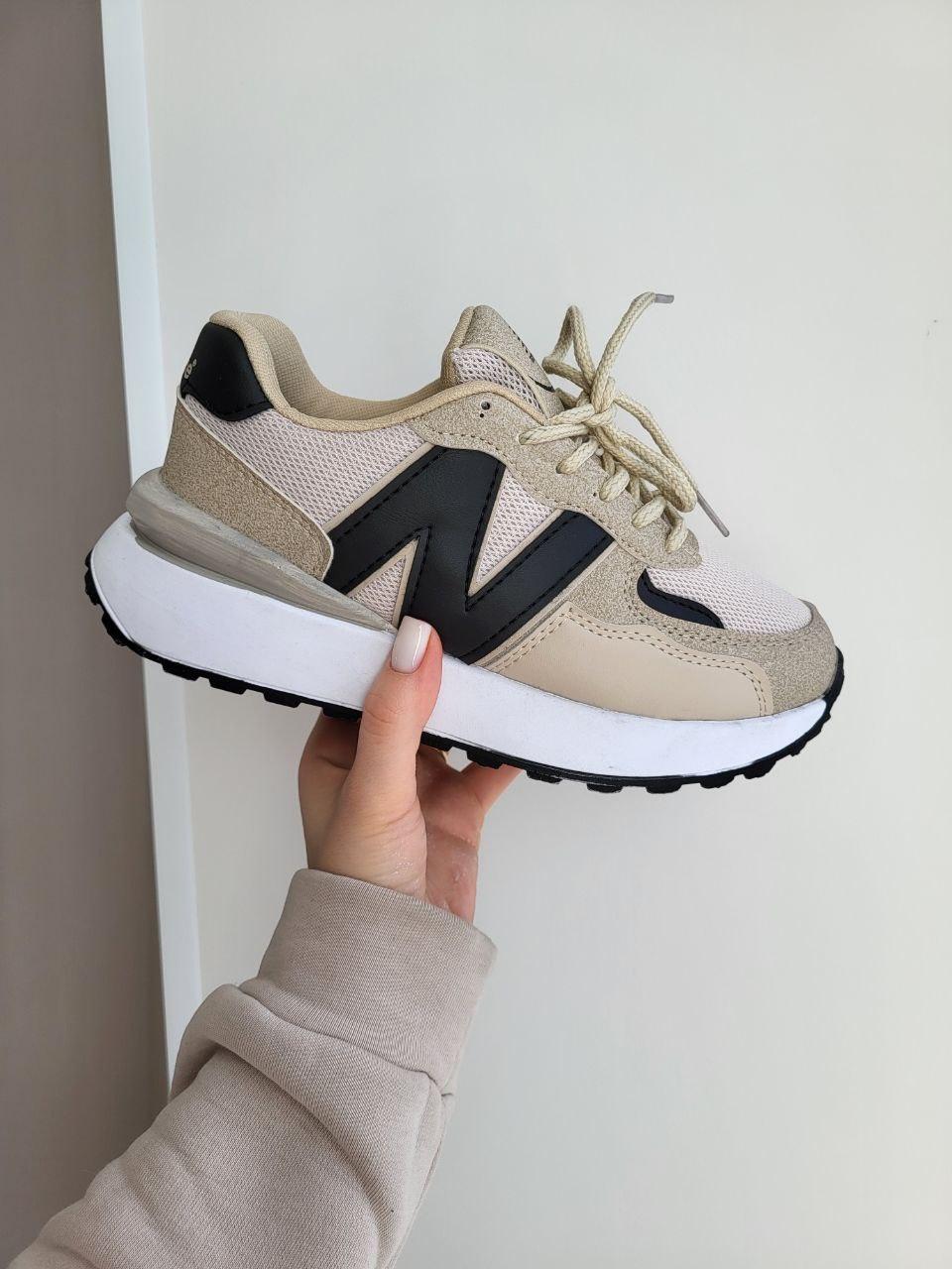 Кроссовки женские New Balance Beige Black бежевый летние текстильные ...