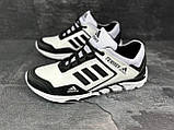Кросівки чоловічі шкіряні Adidas Terrex (Адідас Террекс) білі з чорним осіннім з натуральної шкіри взуття *А-1 біл*, фото 2