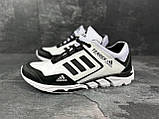 Кросівки чоловічі шкіряні Adidas Terrex (Адідас Террекс) білі з чорним осіннім з натуральної шкіри взуття *А-1 біл*, фото 3