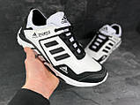Кросівки чоловічі шкіряні Adidas Terrex (Адідас Террекс) білі з чорним осіннім з натуральної шкіри взуття *А-1 біл*, фото 4