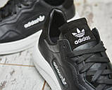 Весняні чоловічі шкіряні кросівки Adidas чорні з білою підошвою з натуральної шкіри на весну взуття *A-11-2*, фото 5
