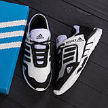Осінні Весняні кросівки чоловічі шкіряні Adidas Terrex (Адідас) білі з чорним зручні з натуральної шкіри на осінь взуття *A3 бел*, фото 6