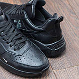 Весняні чоловічі шкіряні кросівки Nike (Найк) чорні повсякденні з натуральної шкіри на весну взуття *015-черн ( N15/1)*, фото 3