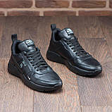 Весняні чоловічі шкіряні кросівки Nike (Найк) чорні повсякденні з натуральної шкіри на весну взуття *015-черн ( N15/1)*, фото 4