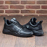 Весняні чоловічі шкіряні кросівки Nike (Найк) чорні повсякденні з натуральної шкіри на весну взуття *015-черн ( N15/1)*, фото 6