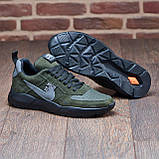 Весняні чоловічі шкіряні кросівки Nike (Найк) кольору хакі повсякденні з натуральної шкіри на весну взуття *015-х*, фото 3