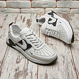 Весняні чоловічі шкіряні кросівки Nike (Найк) білі повсякденні з натуральної шкіри на весну взуття *201/3 бел*, фото 2