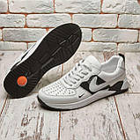 Весняні чоловічі шкіряні кросівки Nike (Найк) білі повсякденні з натуральної шкіри на весну взуття *201/3 бел*, фото 3