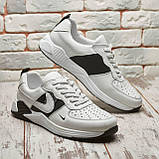 Весняні чоловічі шкіряні кросівки Nike (Найк) білі повсякденні з натуральної шкіри на весну взуття *201/3 бел*, фото 4
