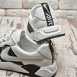 Весняні чоловічі шкіряні кросівки Nike (Найк) білі повсякденні з натуральної шкіри на весну взуття *201/3 бел*, фото 5