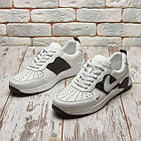 Весняні чоловічі шкіряні кросівки Nike (Найк) білі повсякденні з натуральної шкіри на весну взуття *201/3 бел*, фото 6