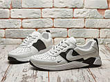 Весняні чоловічі шкіряні кросівки Nike (Найк) білі повсякденні з натуральної шкіри на весну взуття *201/3 бел*, фото 7