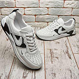 Весняні чоловічі шкіряні кросівки Nike (Найк) білі повсякденні з натуральної шкіри на весну взуття *201/3 бел*, фото 8