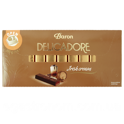 Шоколад чорний з ірландським кремом Барон Делікадоре Baron Delicadore 200g 12шт/ящ (Код: 00-00014232), фото 1