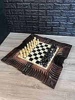Шахматы ручной работы, эксклюзивный подарок, 60*30 см, арт.191001. Резные шахматы ручной работы
