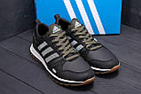 Осінні Весняні чоловічі шкіряні кросівки Adidas (Адідас) чорні спортивні з натуральної шкіри на осінь взуття *a19 green star*, фото 2