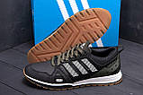 Осінні Весняні чоловічі шкіряні кросівки Adidas (Адідас) чорні спортивні з натуральної шкіри на осінь взуття *a19 green star*, фото 3