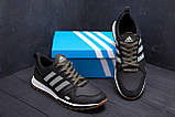 Осінні Весняні чоловічі шкіряні кросівки Adidas (Адідас) чорні спортивні з натуральної шкіри на осінь взуття *a19 green star*, фото 4