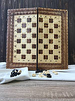 Эксклюзивные деревянные шахматы ручной работы, 60*30*9 см, 191301. Роскошные настольные игры из дерева