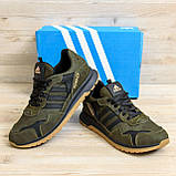 Осінні Весняні чоловічі шкіряні кросівки Adidas Terrex (Адідас) кольору хакі з натуральної шкіри на осінь взуття *AW ол*, фото 3