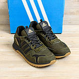 Осінні Весняні чоловічі шкіряні кросівки Adidas Terrex (Адідас) кольору хакі з натуральної шкіри на осінь взуття *AW ол*, фото 4