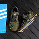 Осінні Весняні чоловічі шкіряні кросівки Adidas Terrex (Адідас) кольору хакі з натуральної шкіри на осінь взуття *AW ол*, фото 5