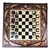 Деревянные шахматы, шашки и нарды 3в1 ручной работы, 60*30*7 см, 191351. Эксклюзивные шахматы из дерева