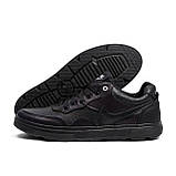 Осінні Весняні чоловічі шкіряні кросівки Nike (Найк) чорні повсякденні з натуральної шкіри на осінь взуття *N-13 ч*, фото 4