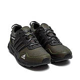 Осінні Весняні чоловічі шкіряні кросівки Adidas (Адідас) кольору хакі з натуральної шкіри на осінь взуття *А30 хакі*, фото 3
