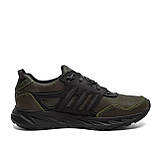 Осінні Весняні чоловічі шкіряні кросівки Adidas (Адідас) кольору хакі з натуральної шкіри на осінь взуття *А30 хакі*, фото 4