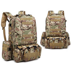 Тактичний рюкзак Мультикам 50 літрів з підсумками військових для туризму