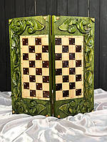 Шахи, шашки, нарди - гральний набір 3 в 1 із дерева, 55*25*7см, арт.191429