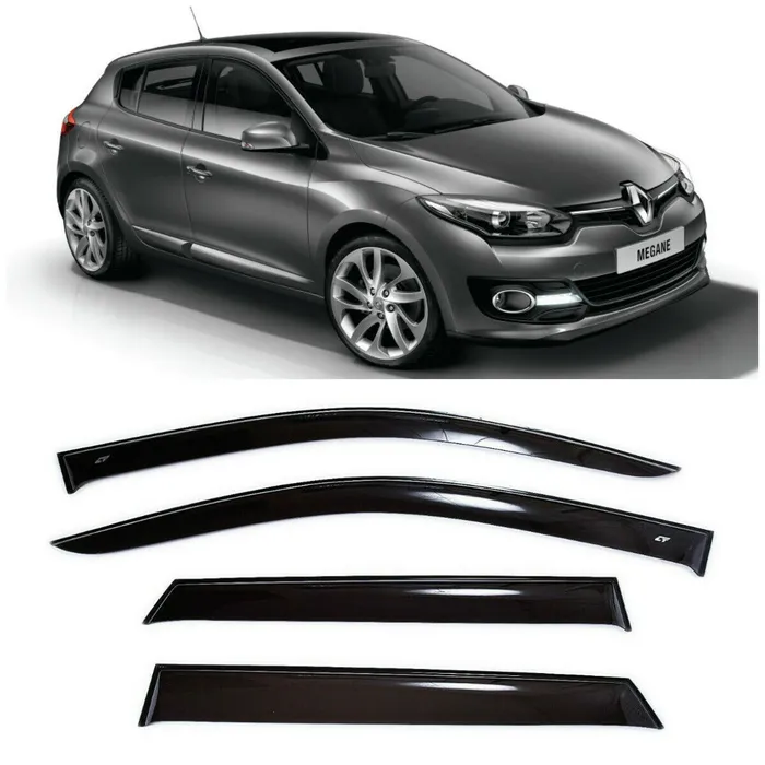 Дефлектори вікон вітровики для Renault Megane III ХЕТЧБЕК 2008-2015 (скотч) ACRYL-AUTO
