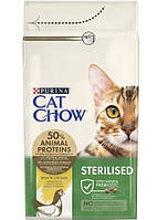 Сухий корм CAT CHOW Sterilised для дорослих котів після стерилізації, з куркою 1.5 кг (7613032233396)