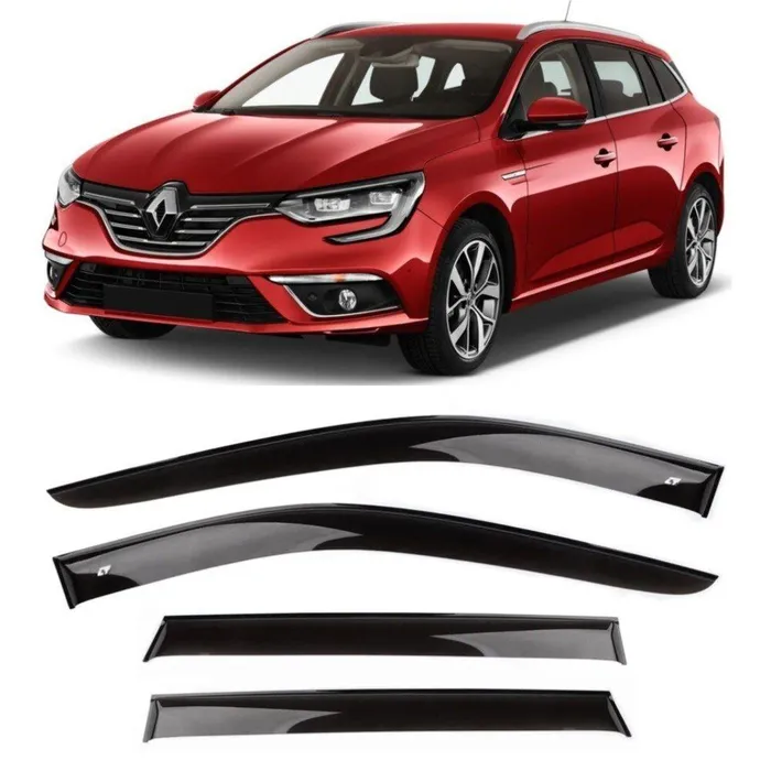 Дефлектори вікон вітровики для Renault Megane IV ХЕТЧБЕК 2015 -> (скотч) VIP Tuning