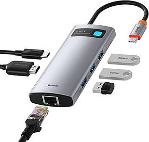 USB-C Хаб Baseus Metal Gleam Series 8-in-1 Multifunctional Type-C HUB Docking Station