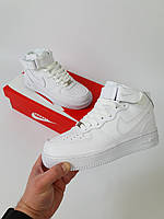 Високі кросівки жіночі білі Nike Air Force 1 Classic. Демісезонні кросівки чоловічі білі Найк Аїр Форс 1, фото 2