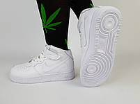 Високі кросівки жіночі білі Nike Air Force 1 Classic. Демісезонні кросівки чоловічі білі Найк Аїр Форс 1, фото 5