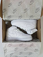 Високі кросівки жіночі білі Nike Air Force 1 Classic. Демісезонні кросівки чоловічі білі Найк Аїр Форс 1, фото 9