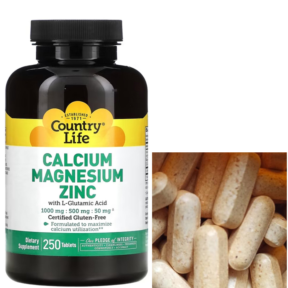 Кальцій Магній Цинк Country Life Calcium Magnesium Zinc 250 таблеток
