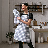 Кухонний набір водовідштовхувальний "Клітинка сірий" 3 предмета
